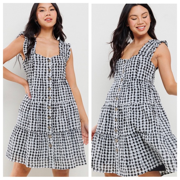 Fabulous Plaid Button Down Tiered Dress - Picture 6 of 7